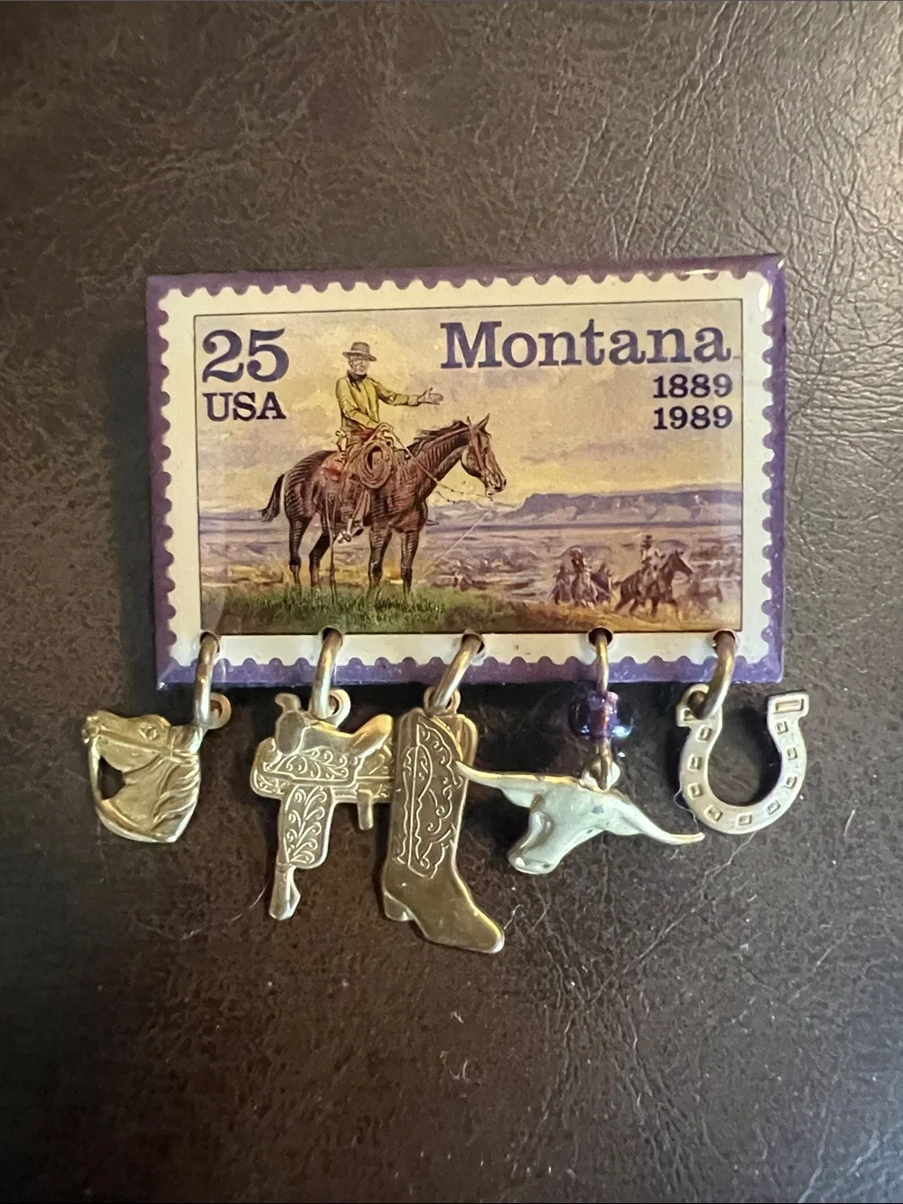 Montana Stamp Cowboy Brooch